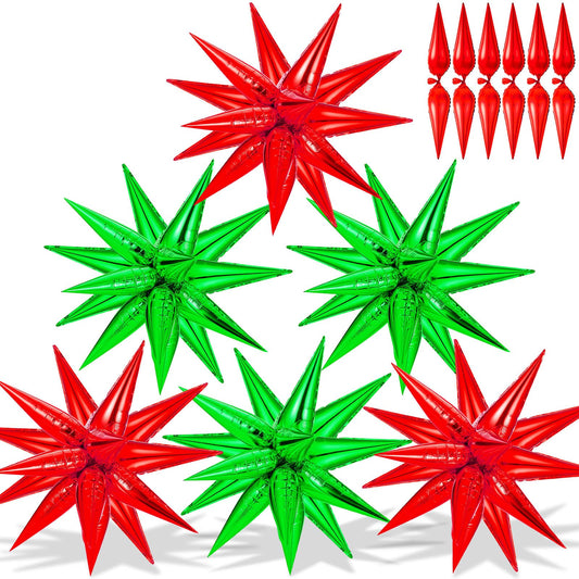 Red and Green Foil Star Balloons