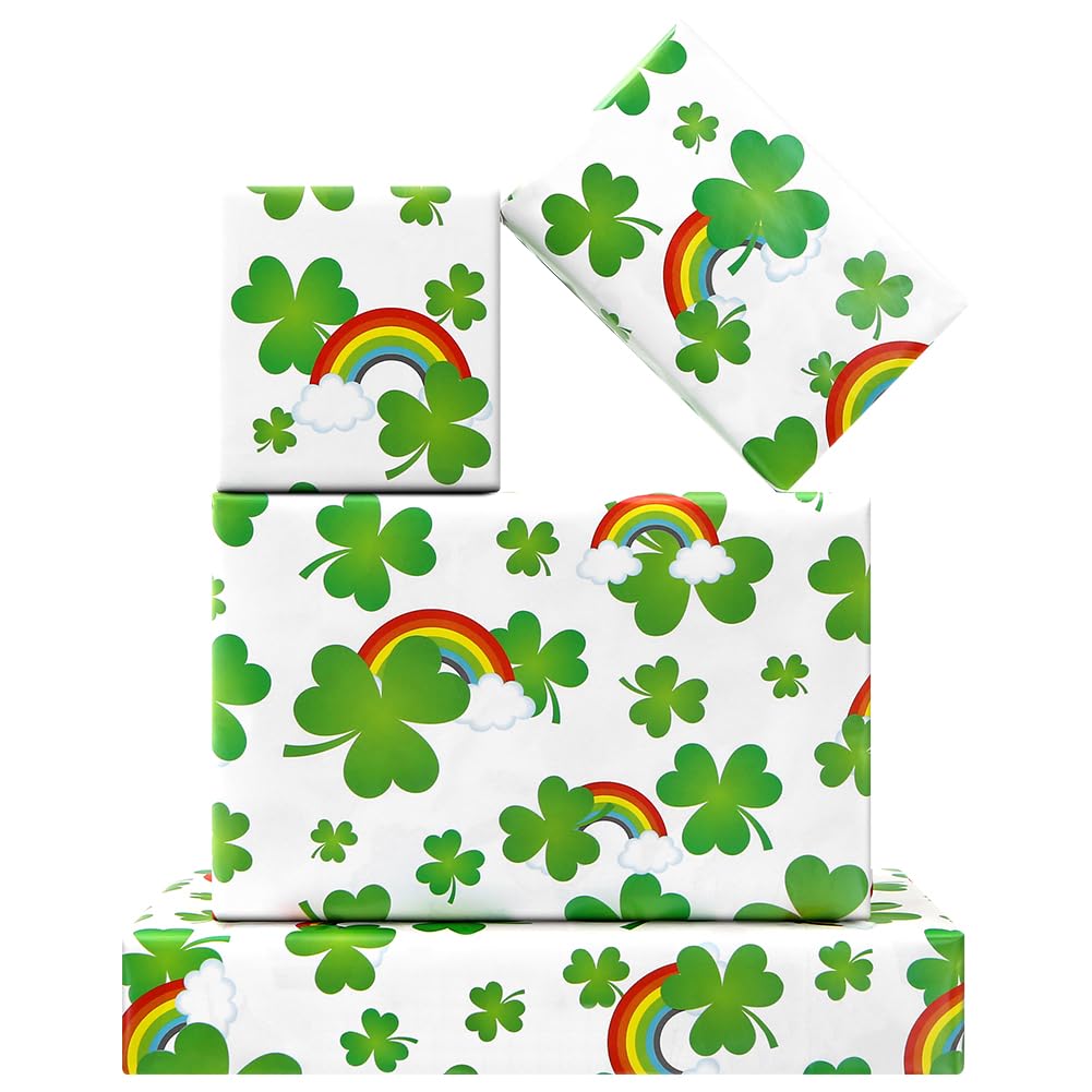 St. Patrick’s Day Shamrock Gift Wrapping Paper – 4 Sheets