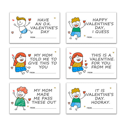 Funny Cartoon Valentine's Day Gift Tag Stickers – 60 Pack