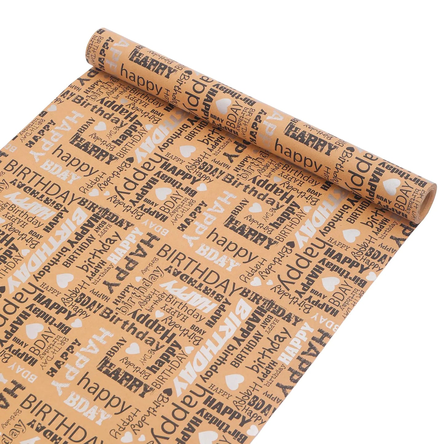Birthday Silver Kraft Wrapping Paper Roll