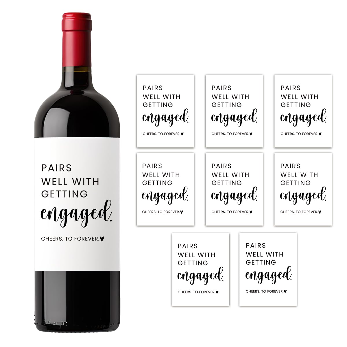 Engagement Wine Bottle Labels – 8 Pack