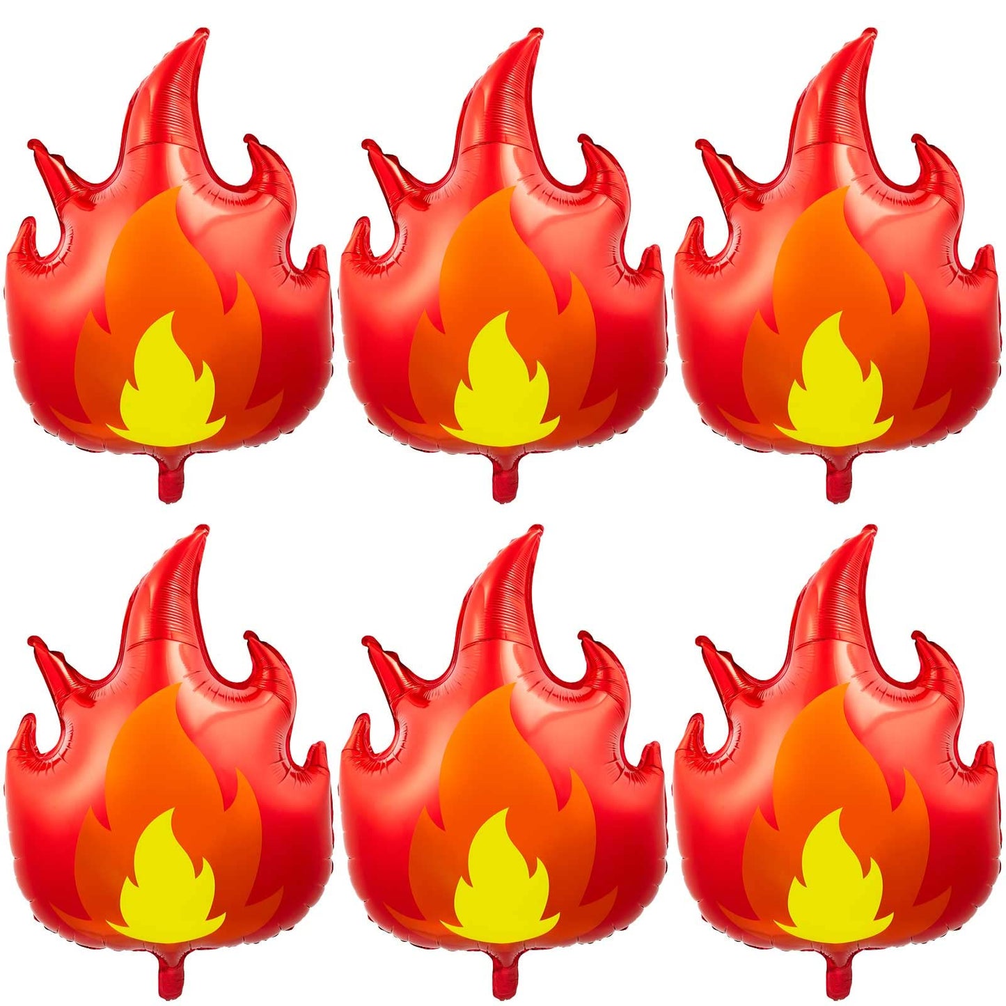 6 Pcs Fire Truck Birthday Party Supplies 32 Inch Fire Balloons Large Flame Balloons Firefighter Aluminum Foil Fire Decorations Curve Foil Party Favors Fireman Theme Party Balloons Yellow Red