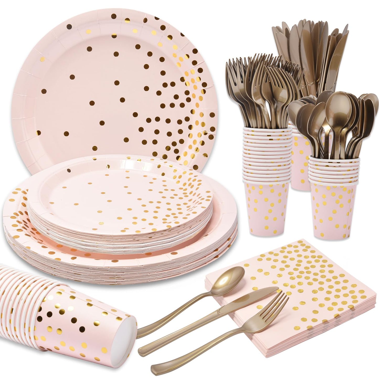 Pink & Gold Disposable Party Dinnerware Set