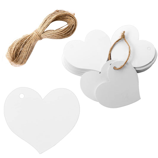 Heart Shaped Gift Tags with String – 100 Pack