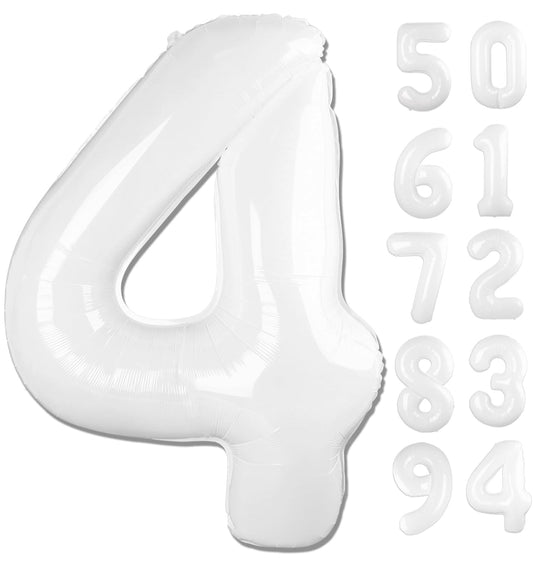 White Number 4 Giant Translucent Foil Balloon - 40 Inch
