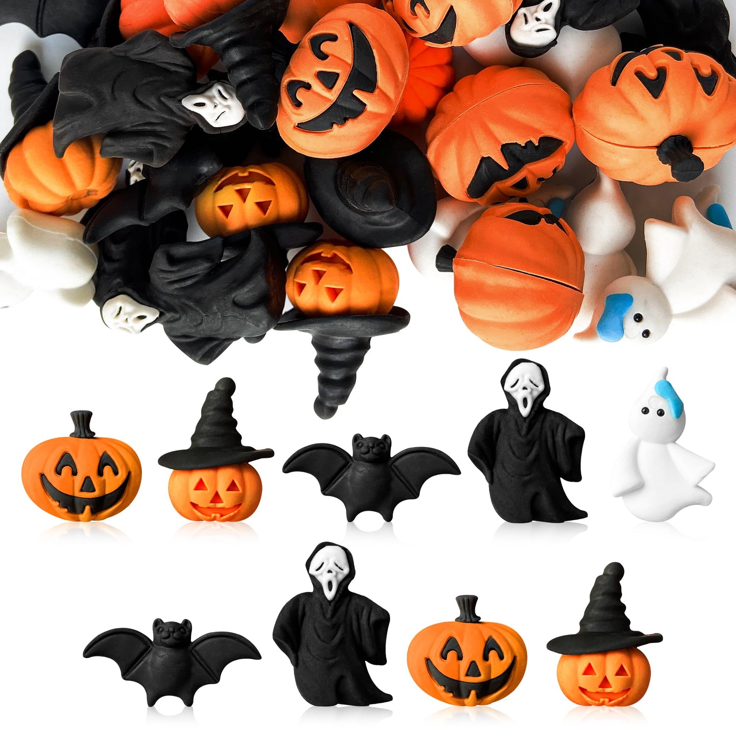 Halloween Pumpkin 3D Puzzle Erasers – 30 Pack