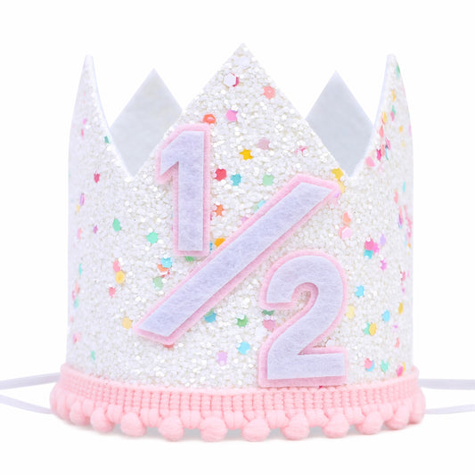 Pink Sprinkle 1/2 Birthday Crown – Girls Half Birthday Hat