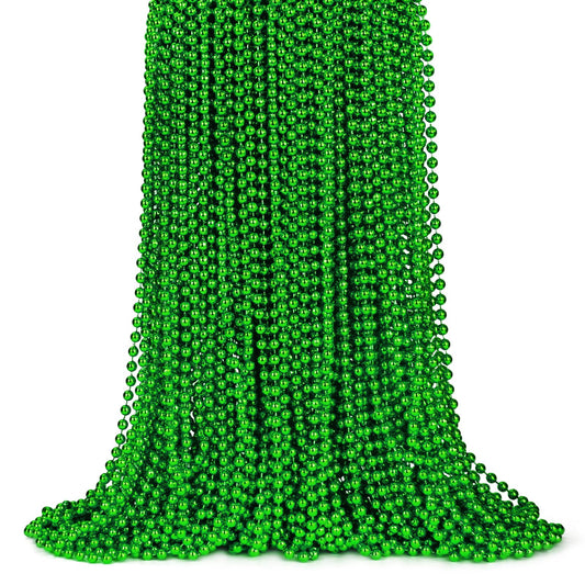 Metallic Green Beaded Party Necklaces – 100 Pack