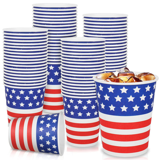 Patriotic 4th of July 9oz Paper Party Cups – 100 Pack