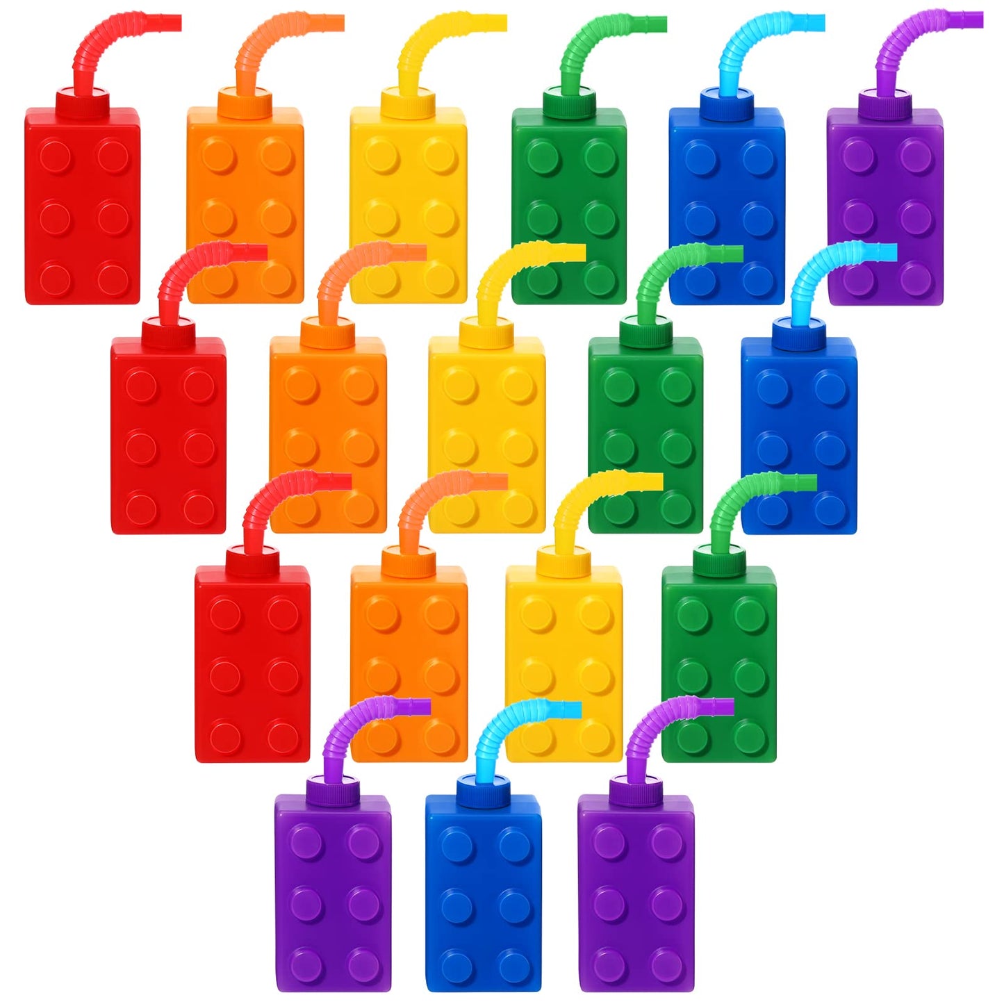 Building Blocks 10oz Party Cups with Lids & Straws – 18 Set