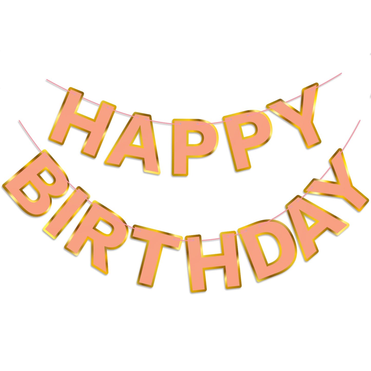Rose Gold Happy Birthday Flag Garland