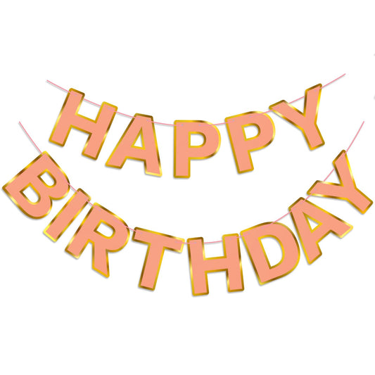 Rose Gold Happy Birthday Flag Garland