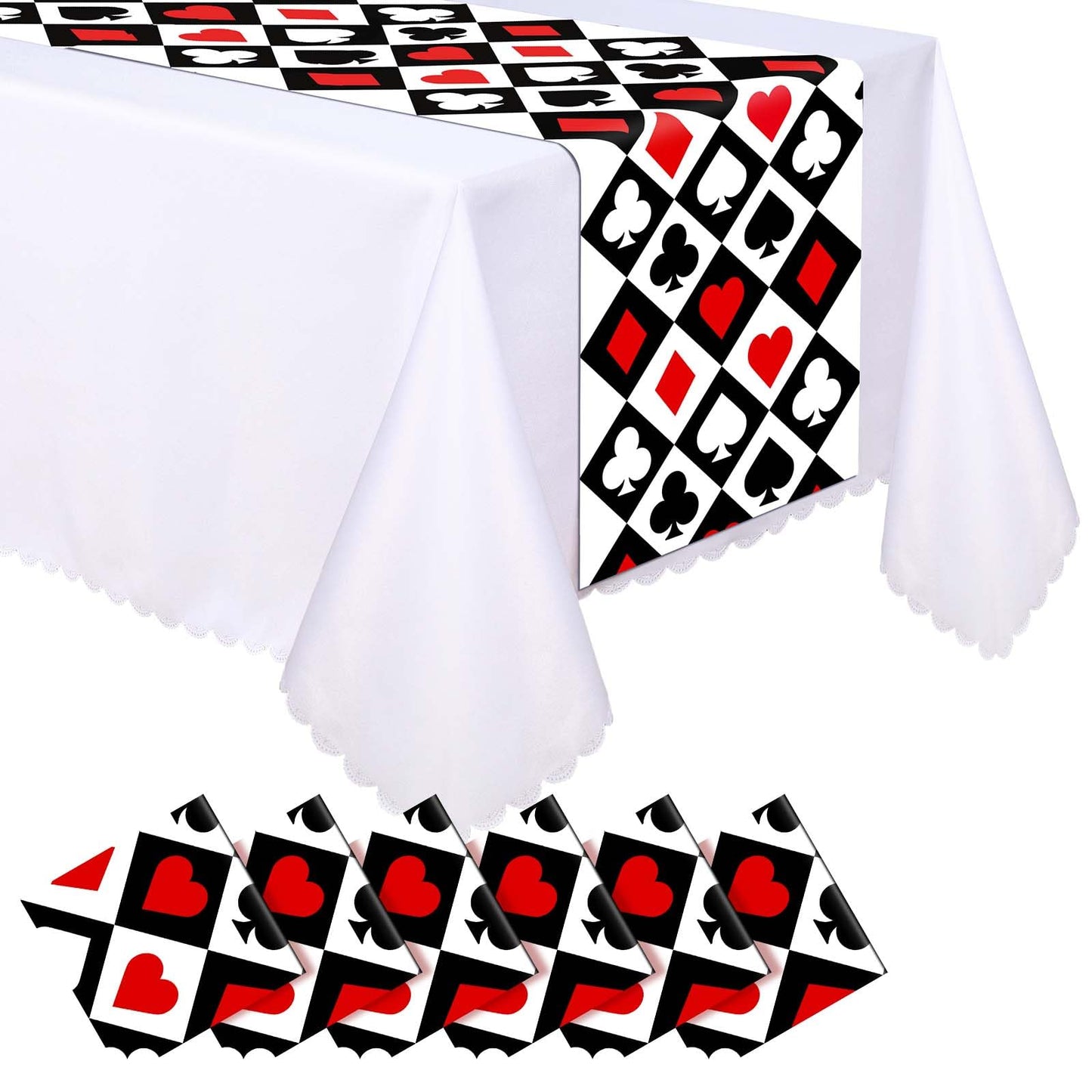 Casino Poker Plastic Table Runners – 6 Pack