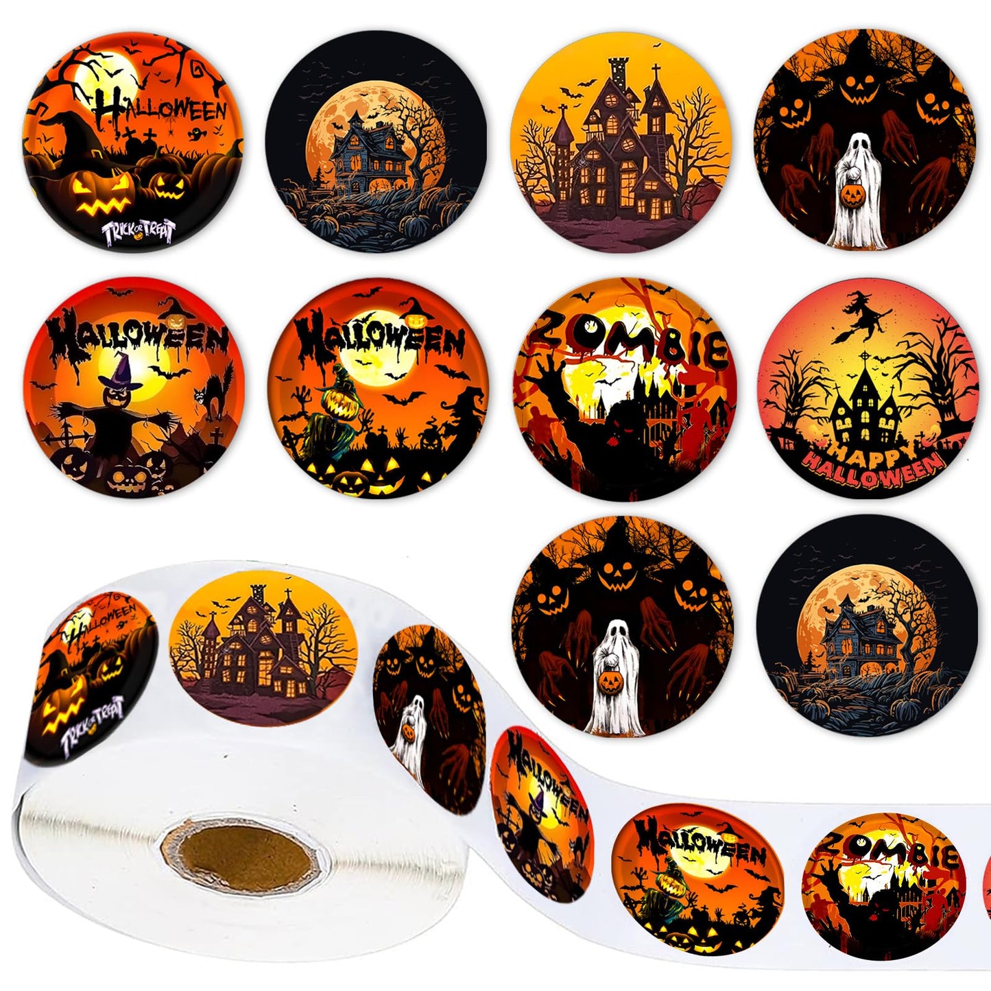 Halloween Spooky Sticker Roll – 500 Pieces