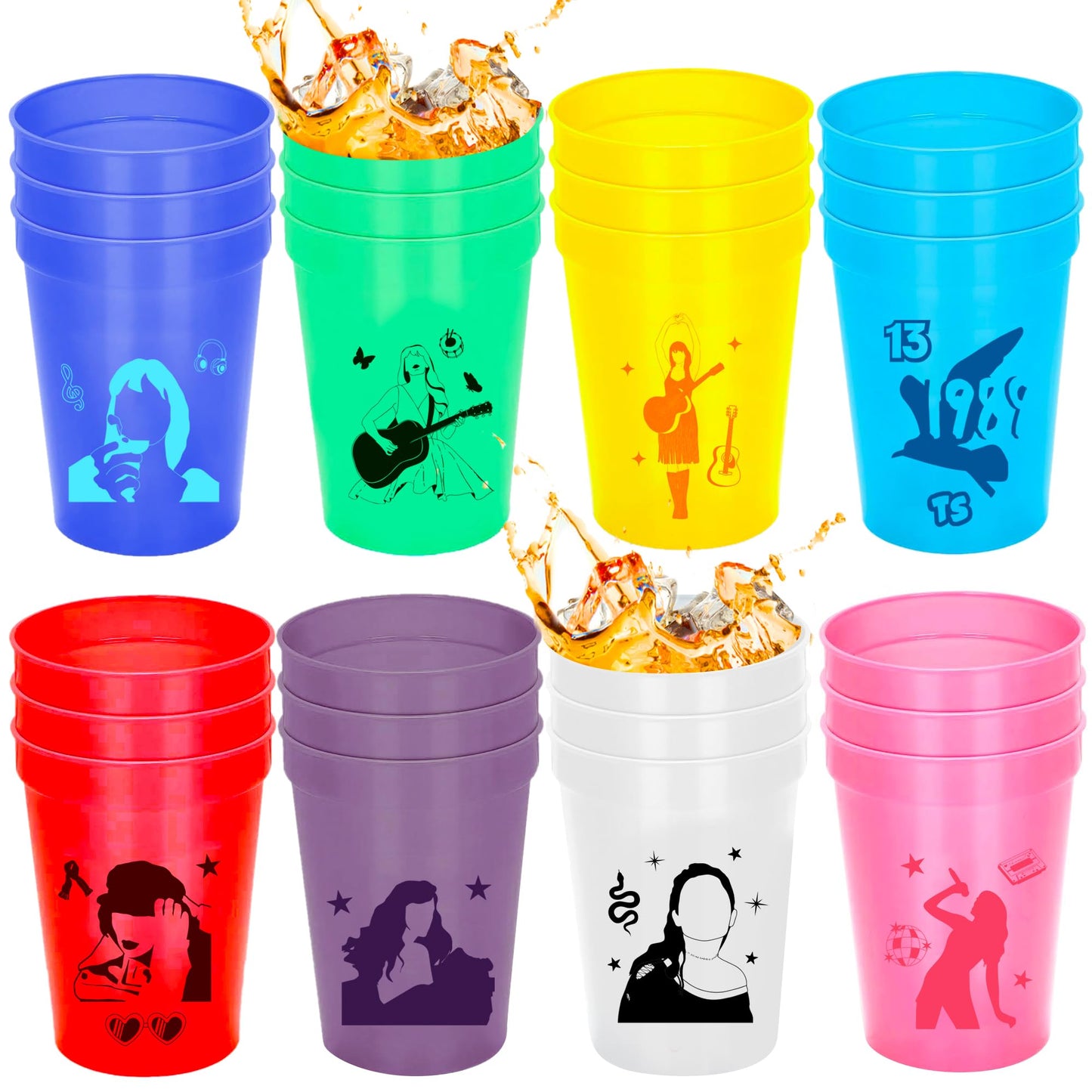 Pop Singer Reusable Plastic Party Cups 24 Pack