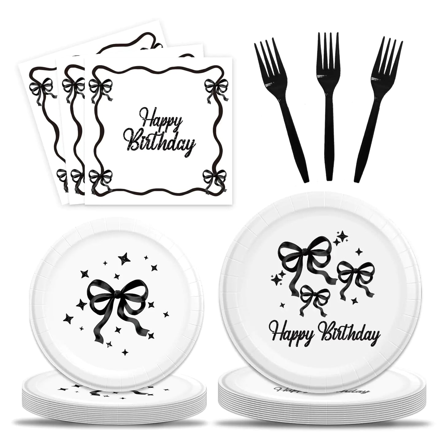 Black Bow Elegant Party Tableware Set