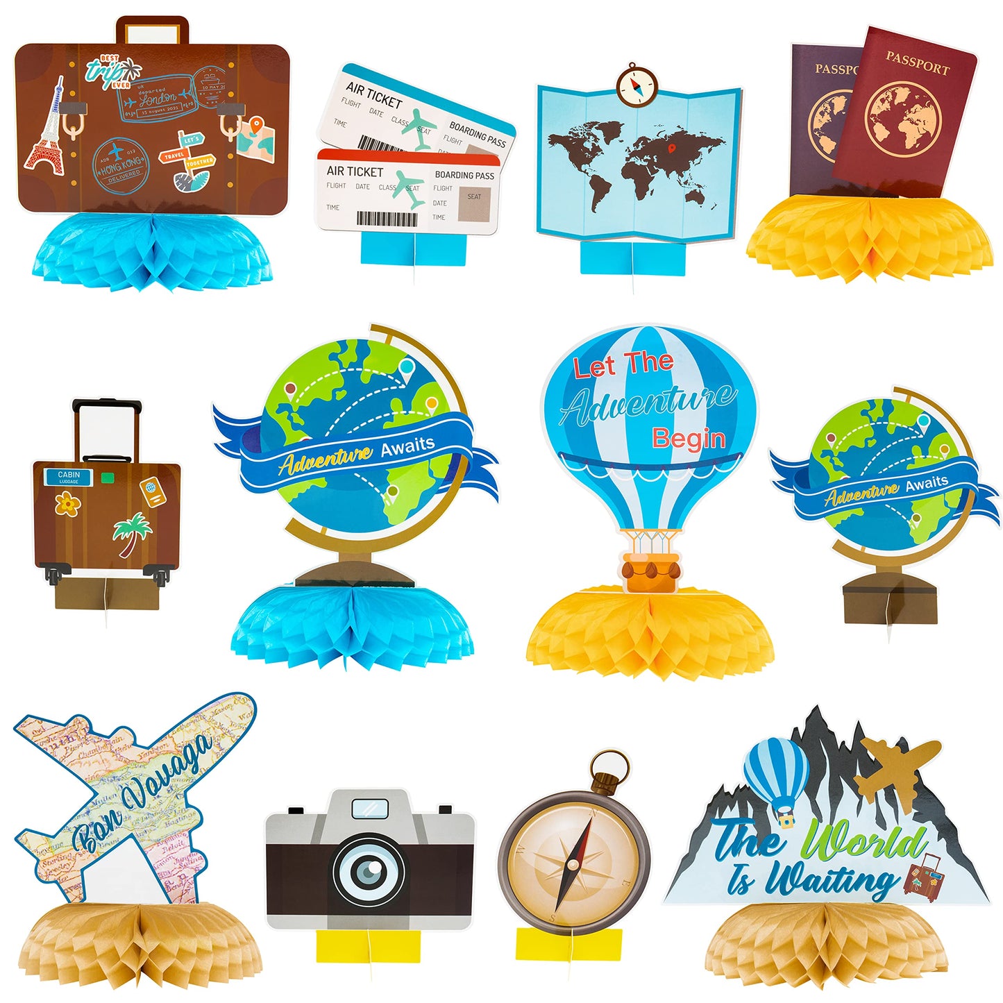 Travel Themed Honeycomb Centerpieces Party Decor
