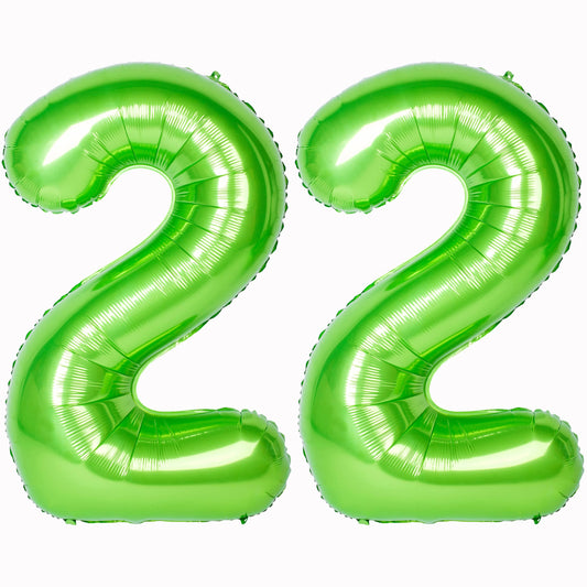Green Number 22 Giant Foil Balloon - 40 Inch