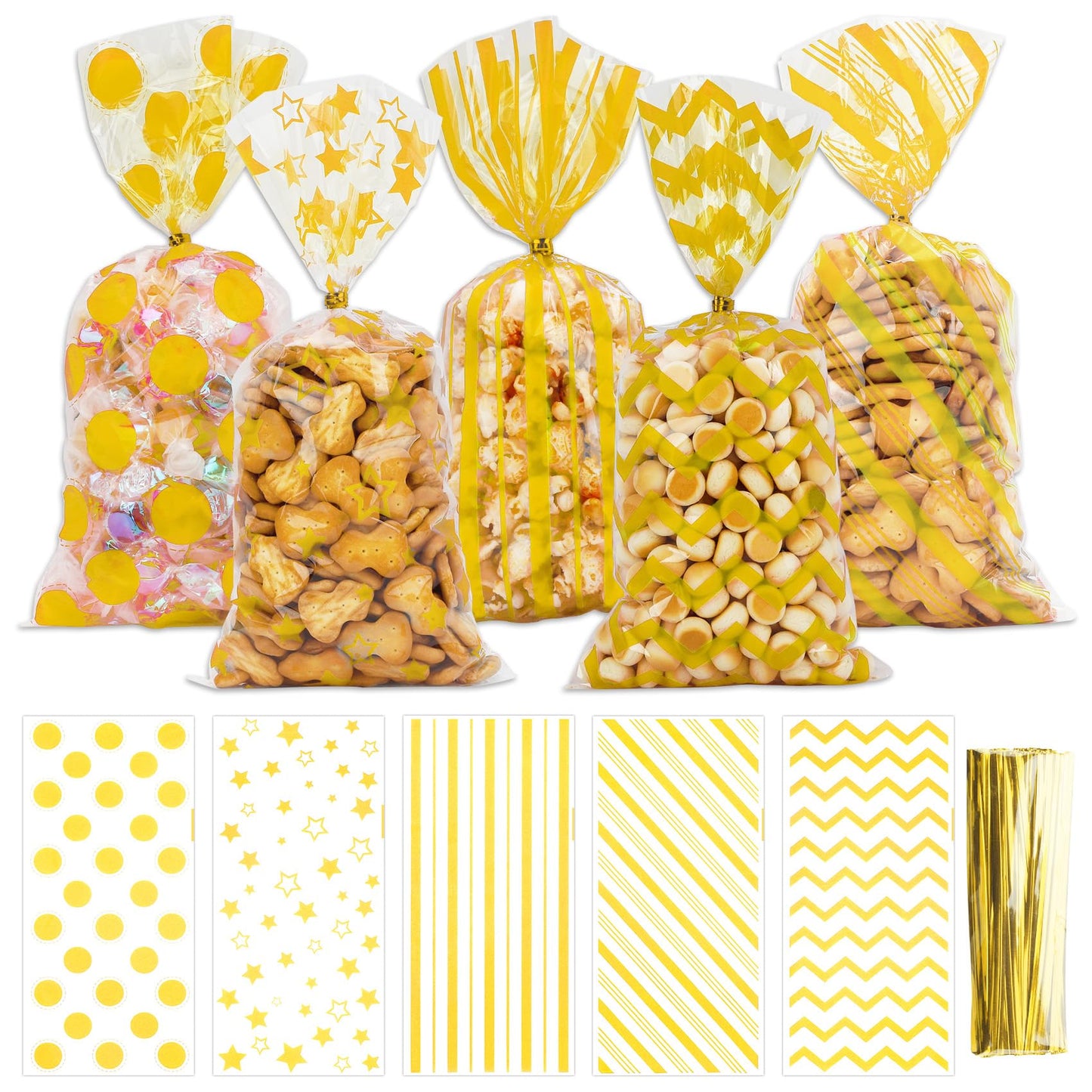 Yellow Cellophane Treat Bags - 100 ct