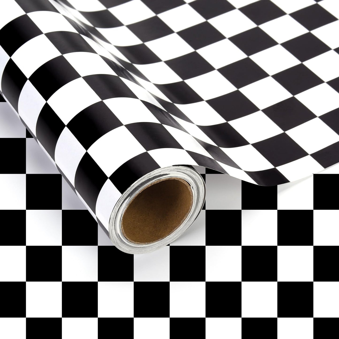 Checkered Race Car Gift Wrapping Paper Roll – Black & White