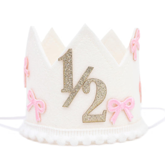 Bow Half Birthday Crown – 1/2 Birthday Hat for Girls