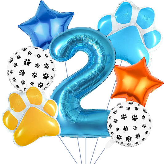Dog Paw 2nd Birthday Party Balloon Decoration Set
