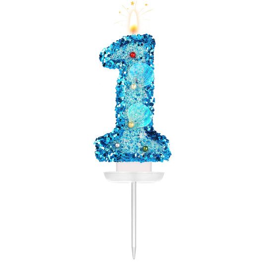 Under the Sea Blue Number 1 Birthday Candle