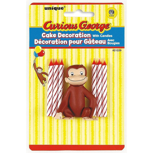 Curious George Cake Topper with 6 Candles - Premium Quality - Perfect for Childrens Birthday Parties