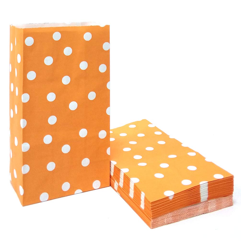 Orange Polka Dot Party Favor Bags - 50 ct