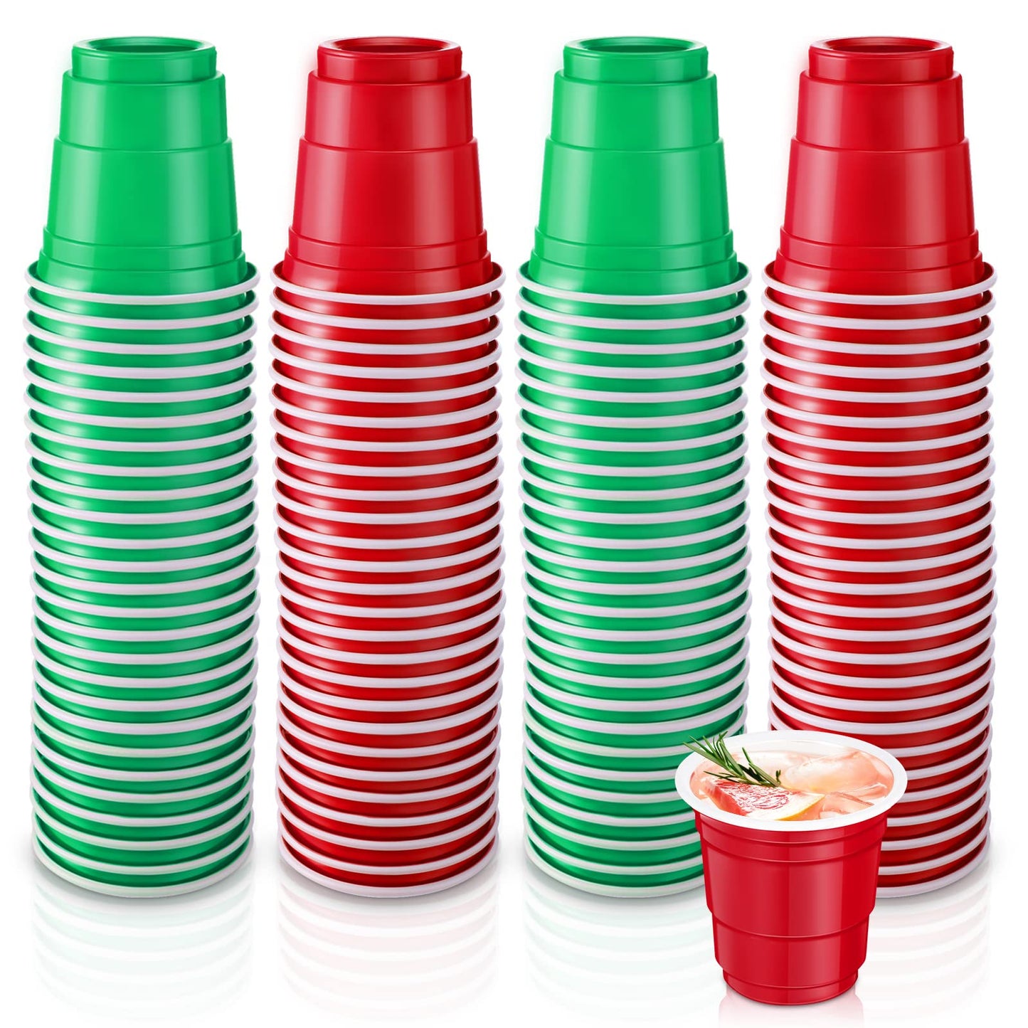 Disposable 2oz Shot Glasses Red & Green – 100 Pack