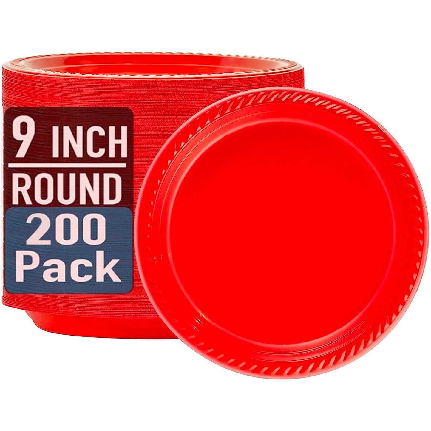 Red Classic Disposable Dinner Plates – 200 Pack