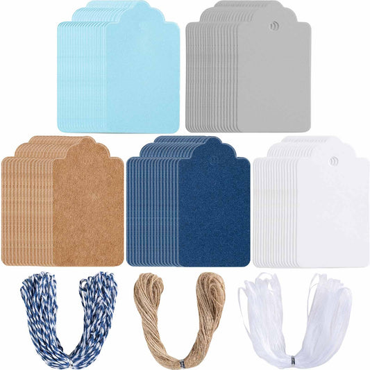 Premium Kraft Paper Gift Tags – 125 Pack, 5 Colours