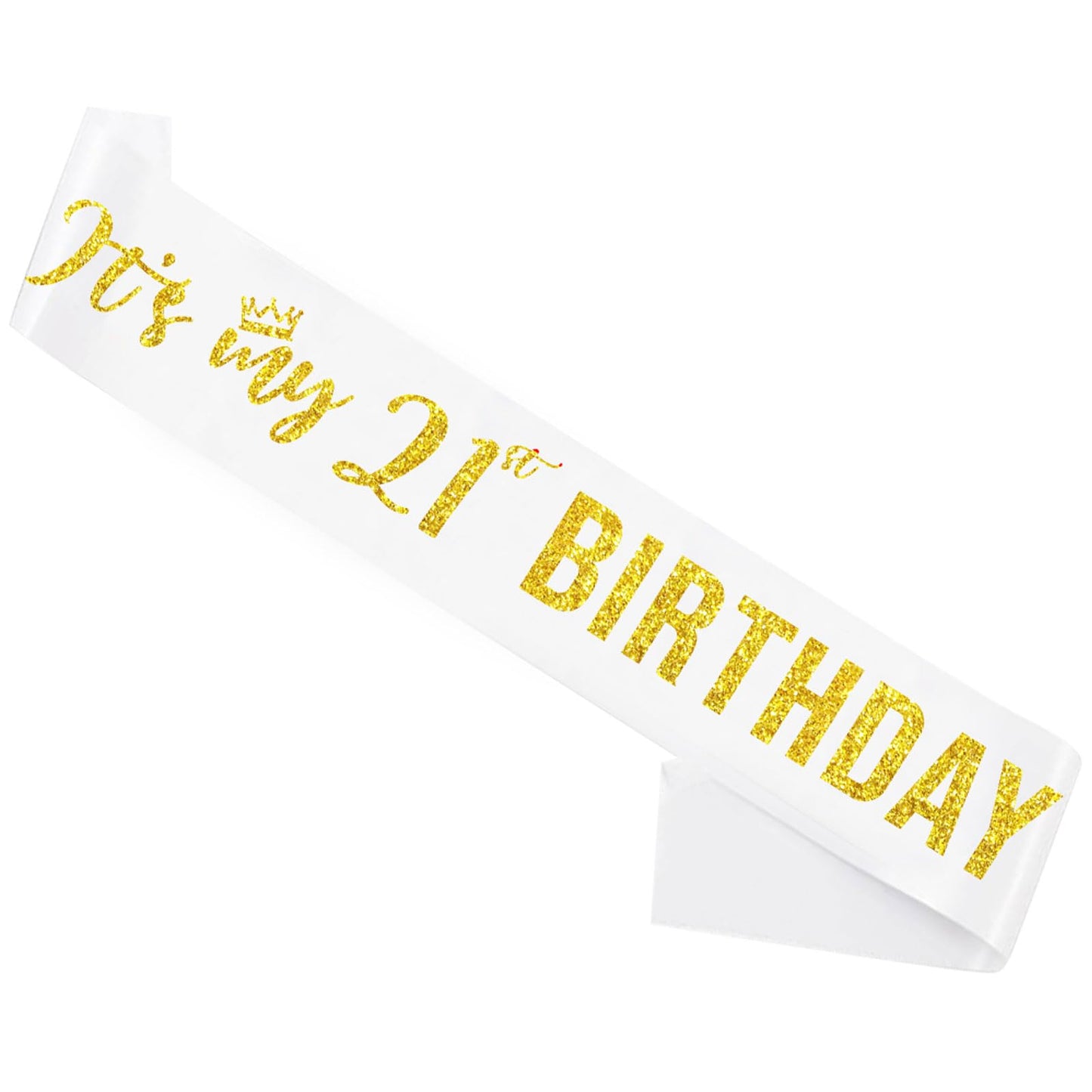 White and Gold 21st Birthday Sash for Girls Party Decorations