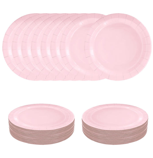Light Pink Disposable Paper Plates 9 Inch