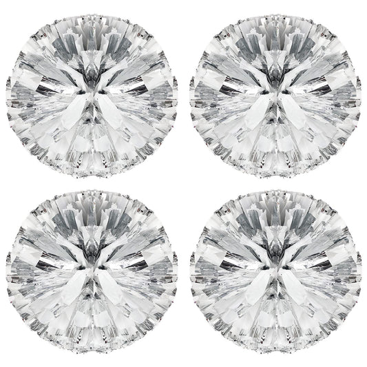 Cheerleading Pom Poms – 4 Pack, White & Silver