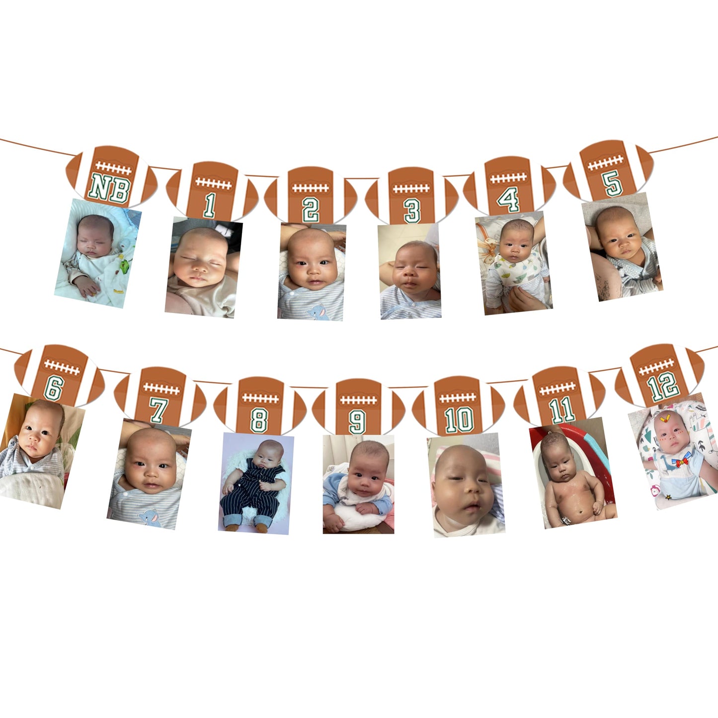 Football First Birthday Monthly Photo Banner