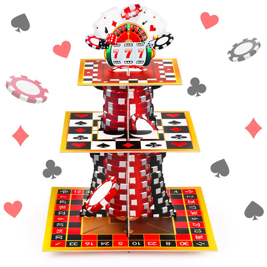 Casino 3-Tier Cardboard Cupcake Stand
