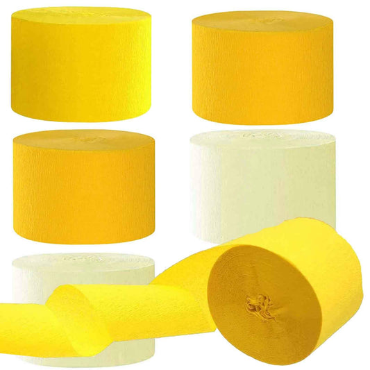 Yellow Crepe Paper Streamers - 6 Rolls