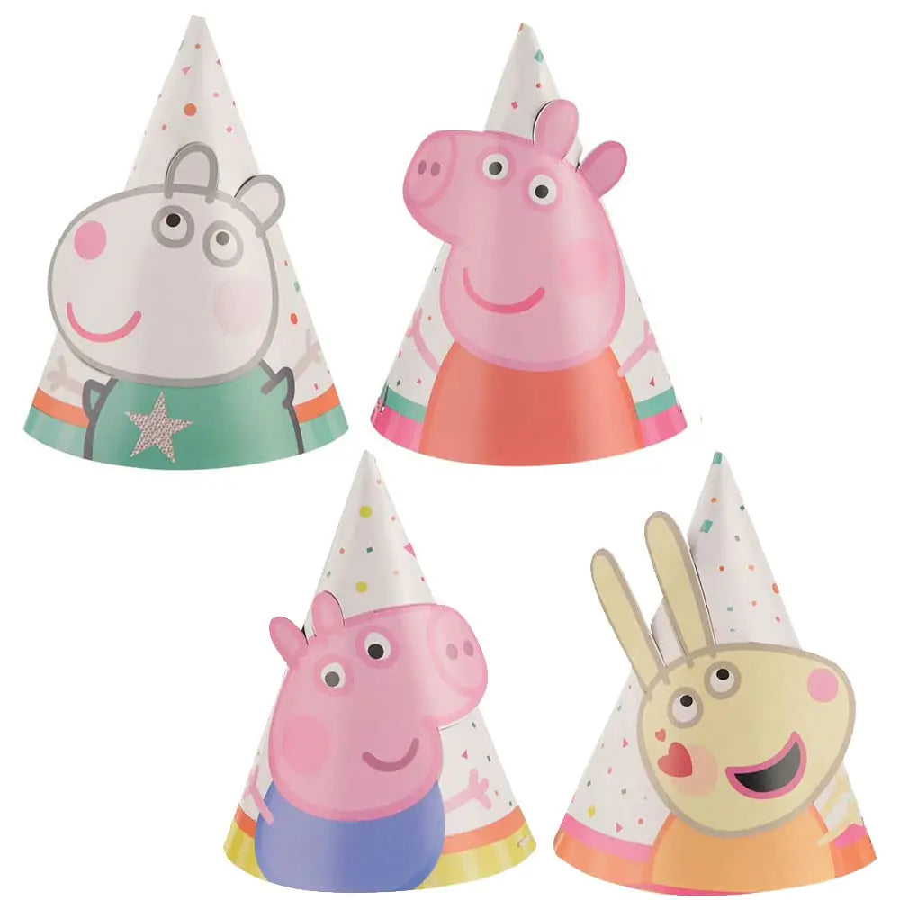 Pink Piggy Character Party Hats - 8 ct
