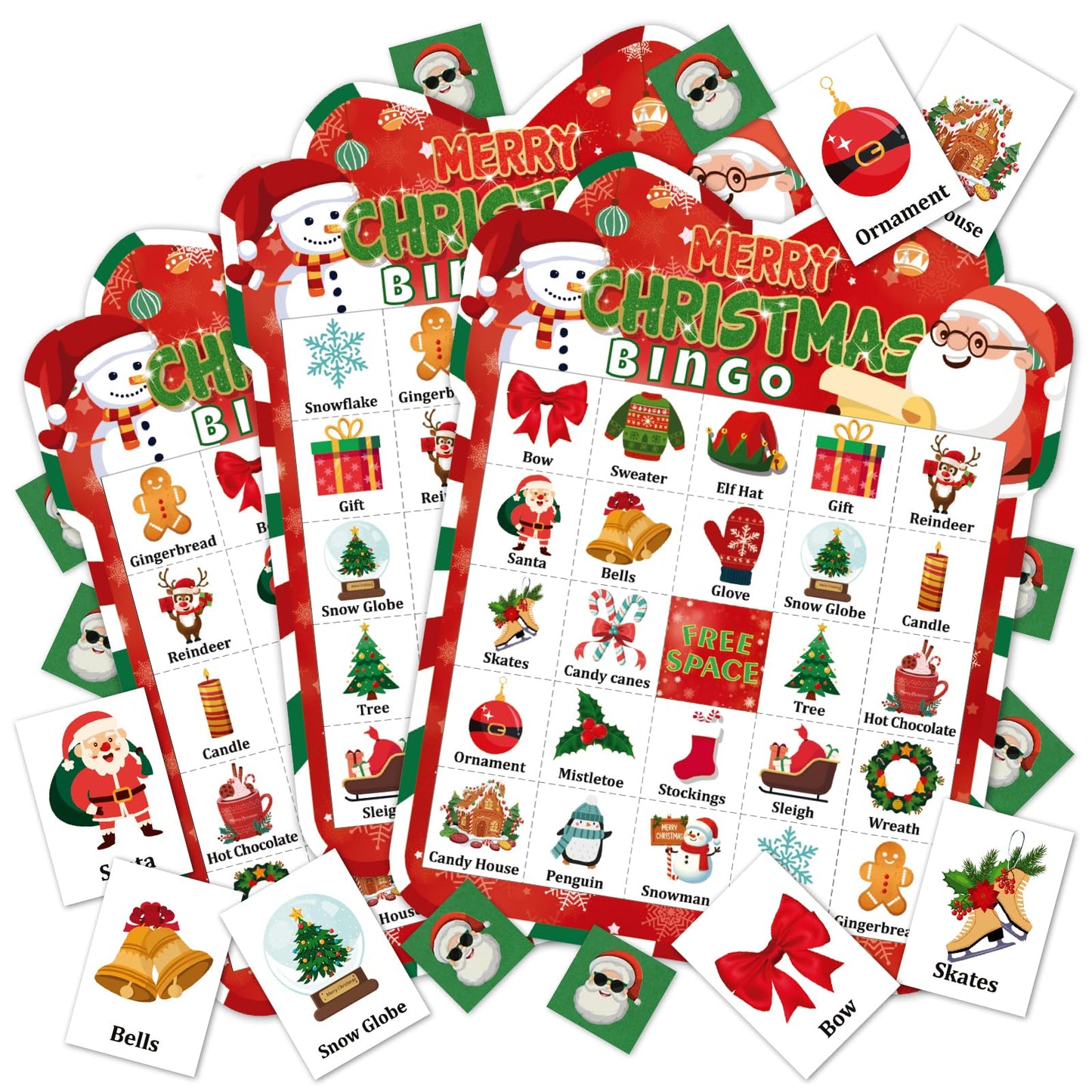 Christmas Bingo Card Game Set – 24 Players