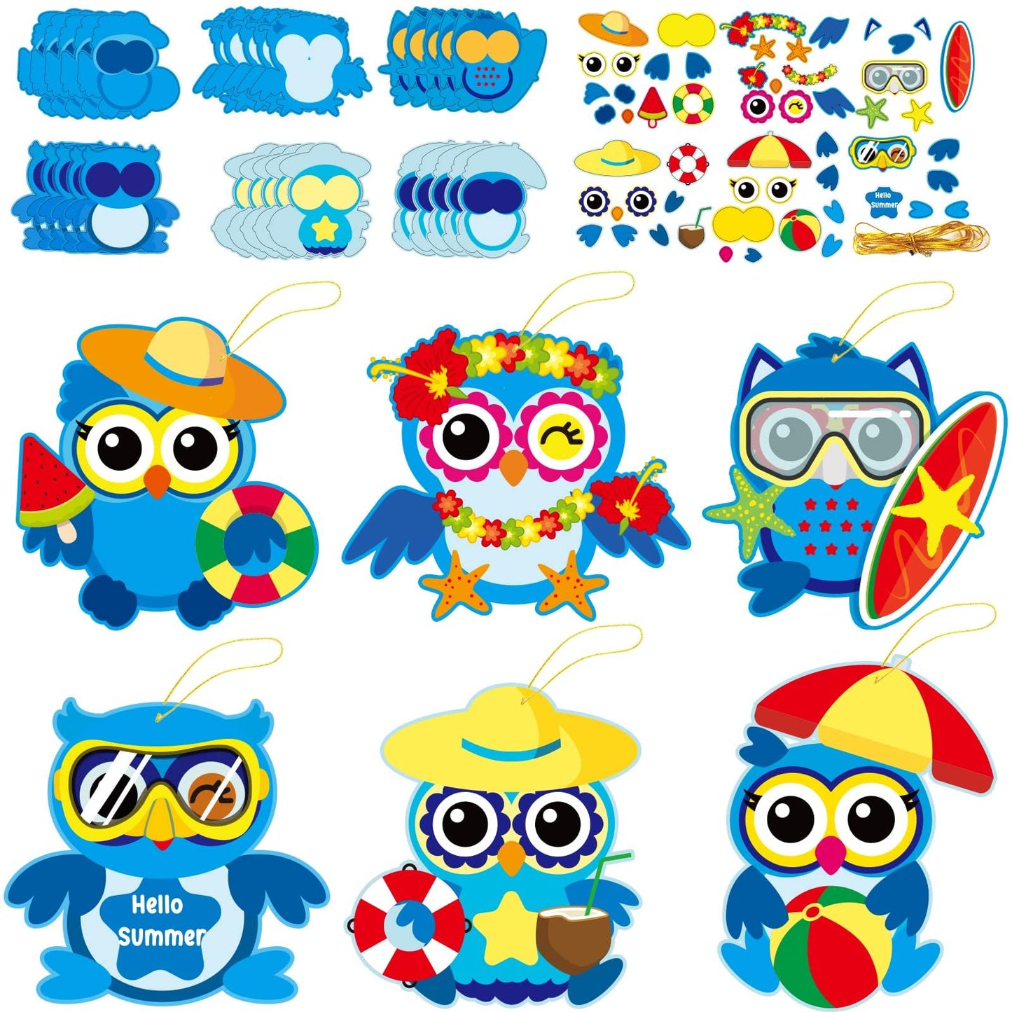 Hawaii Aloha Owl Summer DIY Craft Kits – 30 Pack