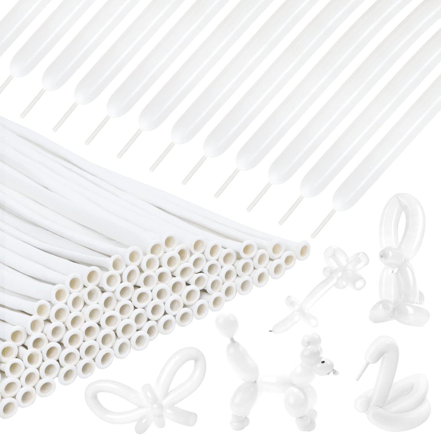 White Balloon Animal Long Twist Balloons – 100 Pack