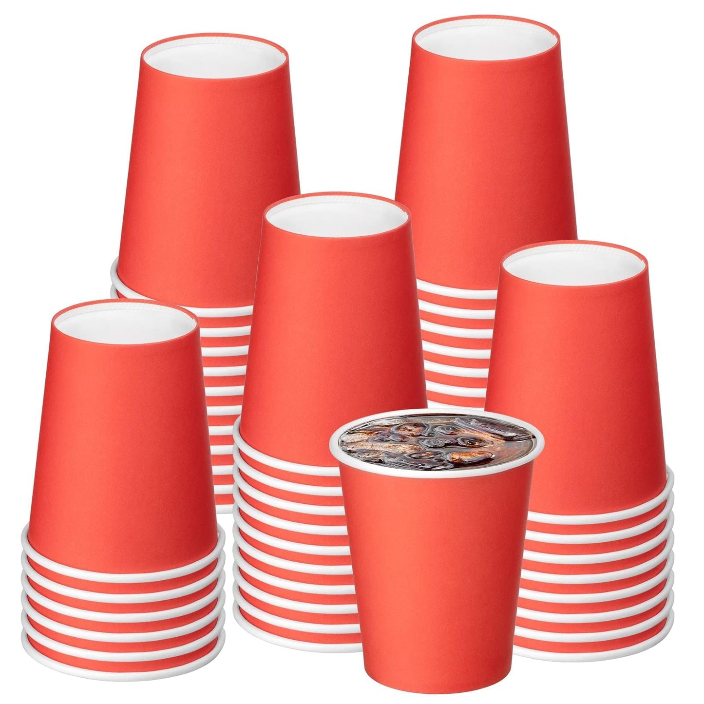 Red Disposable Hot and Cold Beverage Paper Cups