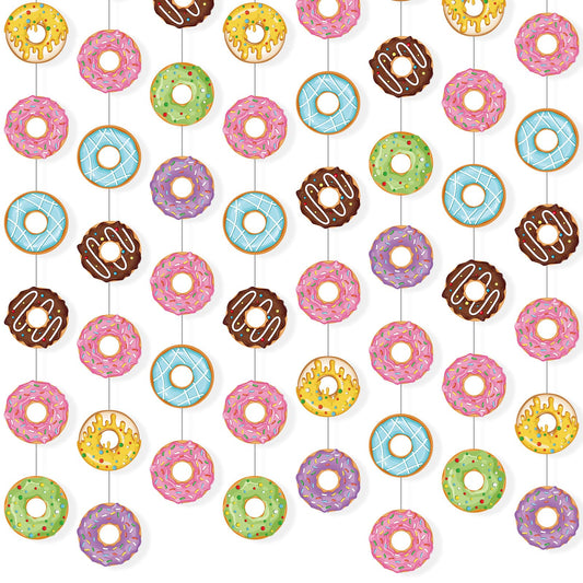 Donut Party Hanging Swirl & Garland Decoration Set – 8 Piece