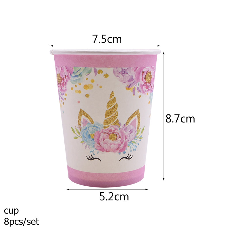 Pink Unicorn Birthday Party Tableware Set
