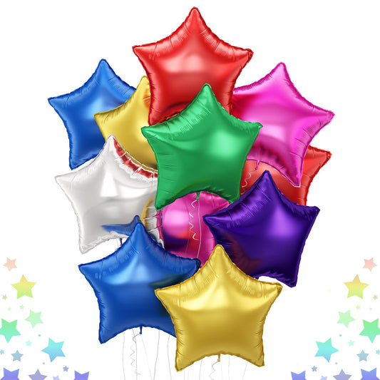 Colourful Mixed Star Foil Balloons 18 Inch – 14 Pack