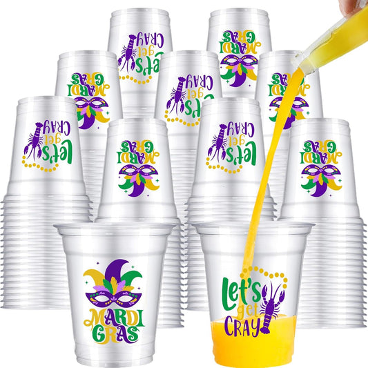 Mardi Gras Festive Clear Plastic Party Cups