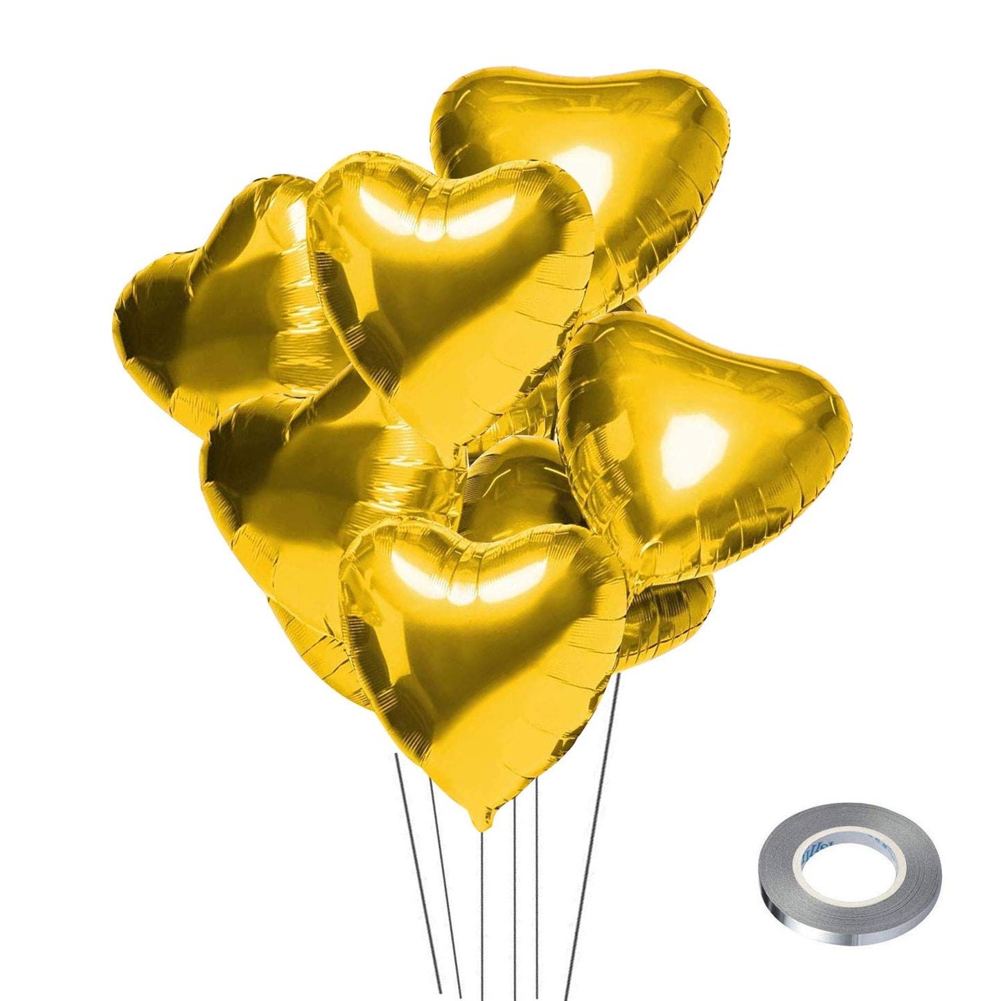 Gold Heart Foil Balloons 18 Inch – 25 Pack