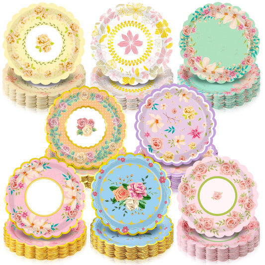 Vintage Tea Party Floral Dessert Plates