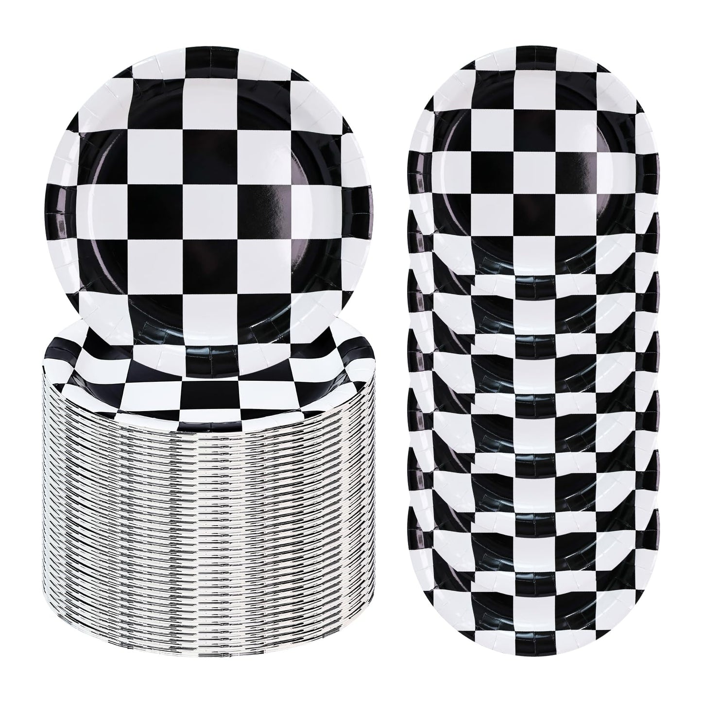 Checkered Race Car Dessert Paper Plates - 50 ct
